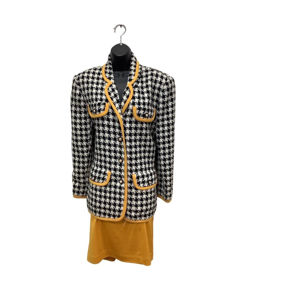 Vintage 1980s/90s Jerri Sherman Wool Houndstooth Blazer